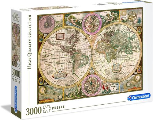 Clementoni High Quality Collection - Puzzel 3000 Stukjes - Oude kaart - Puzzel Voor Volwassenen