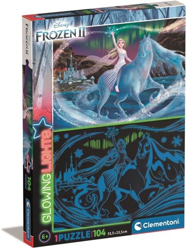 Clementoni - Puzzel 104 Stukjes Glowing Frozen 2, Kinderpuzzels, 6-8 jaar, 27548