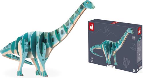 Janod Dino - Diplodocus 3D Puzzel - Bouw Zelf Een 3D Diplodocus Dinosaurus! - 42 Stukjes Om In Elkaar Te Zetten Zonder Lijm - Geschikt Vanaf 5 Jaar