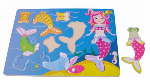 Sun Baby Houten puzzel zeemeermin vanaf 12 maanden  volledig gemaakt van hout  versierd met kindveilige verf