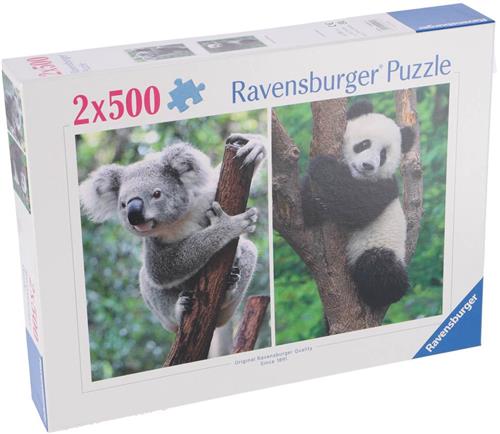Ravensburger puzzel panda en koala 2 x 500 stukjes.