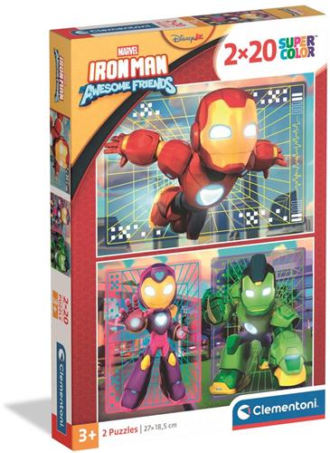 Clementoni - Puzzel - 2x20 Stukjes - Ironman and his Awesome Friends - Puzzel voor kinderen vanaf 3 jaar