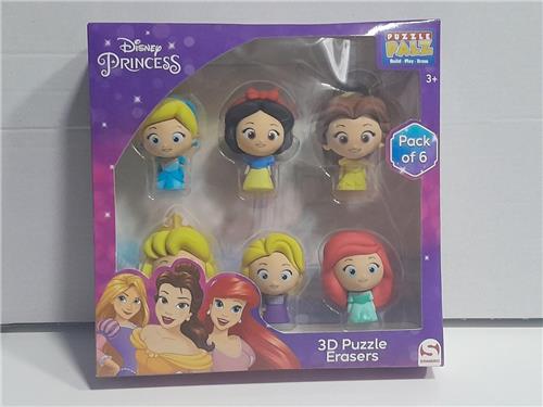 Disney Princess 3D puzzel met 6 figuren-puzzelgummetjes.