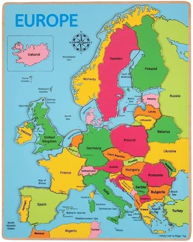 Houten Puzzel - Europa - 25 Stukken - 30 x 38 cm