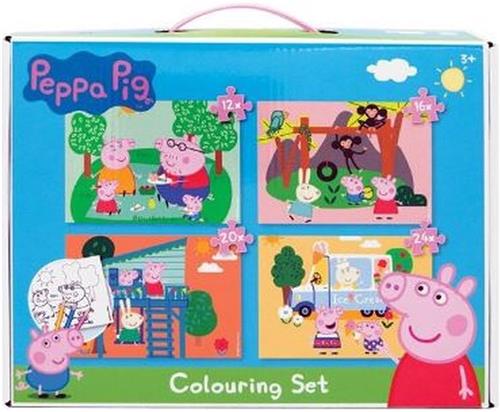 Peppa Pig Kleur / Puzzel Set - Blauw / Multicolor - Creatief - Sticker - Kleuren - Knutselen - DIY