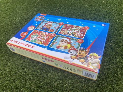 Paw Patrol - 4 in 1 puzzel - kersteditie - 19 x 29 cm - verschillend aantal stukjes