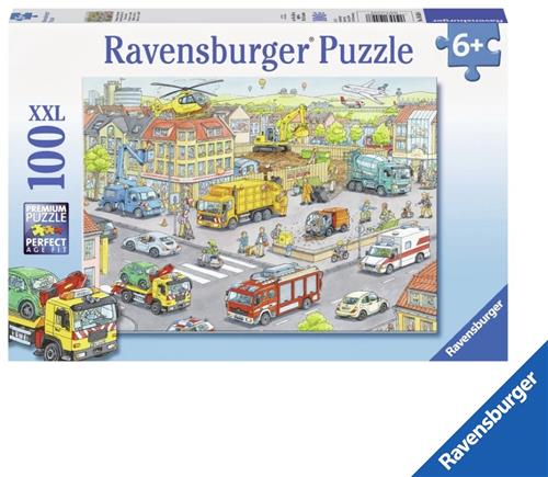 Ravensburger XXL 100 Stuk Puzzel: Voertuigen in de Stad