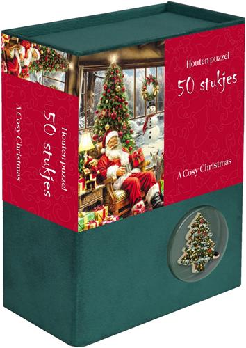 Houten kerstpuzzel - A Cosy Christmas - 50 puzzelstukjes 13,5Ã—12cm (bÃ—h) - Tucker's Fun Factory - Legpuzzel