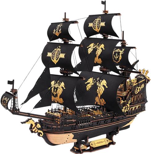 HHHK - Houten 3D Puzzel Piratenschip - 3d Puzzel Hout - 3d Puzzle - Boot - Bouwpakketten Volwassenen - Houten Puzzel - Puzzel