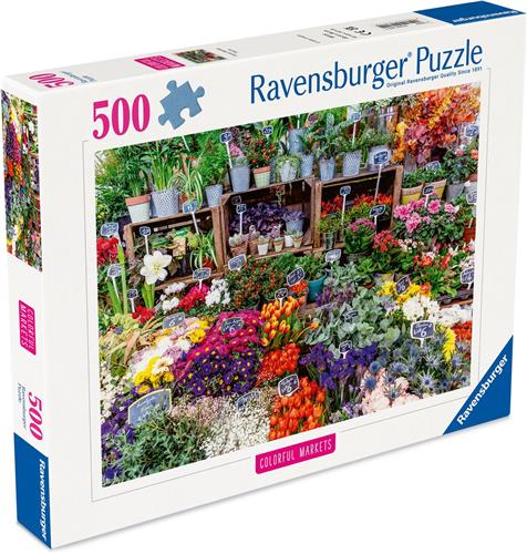 Ravensburger  Bloemenmarkt, Frankrijk  Legpuzzel  500 Stukjes