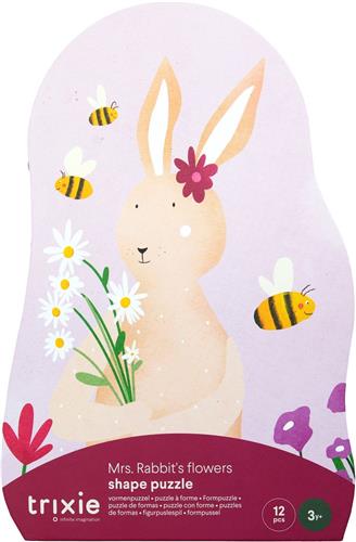 Trixie | Vormenpuzzel - Mrs. Rabbits bloemen - 12 stuks
