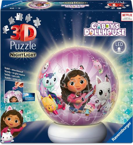Ravensburger  Gabbys Dollhouse  3D Puzzle-Ball Nachtlicht  73 Stukjes