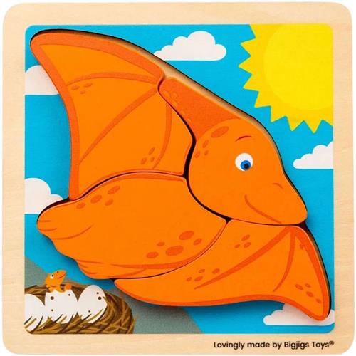 Bigjigs Houten Vormenpuzzel Pterodactyl - 4st.