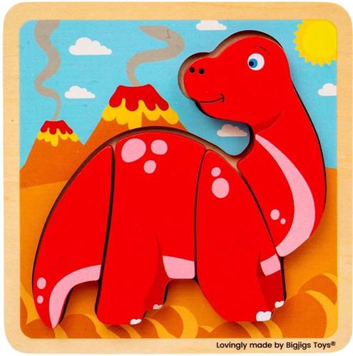 Bigjigs Houten Vormenpuzzel Diplodocus - 4st.