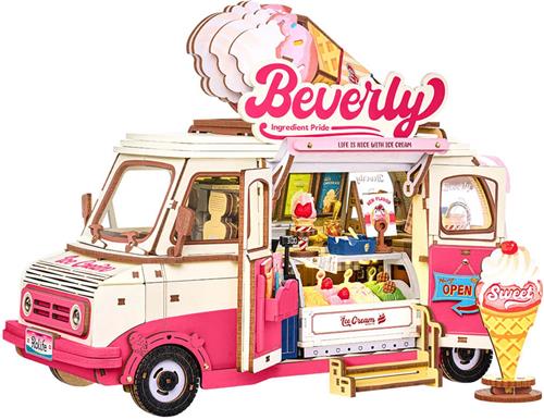ROBOTIME Rolife 3D Wooden Puzzles for Adults - Ice Cream Truck Model Kit DIY Building Set, 290pcs Wood Craft Home Desk Decor, No Glue Needed Creative Gift for Family and Friends