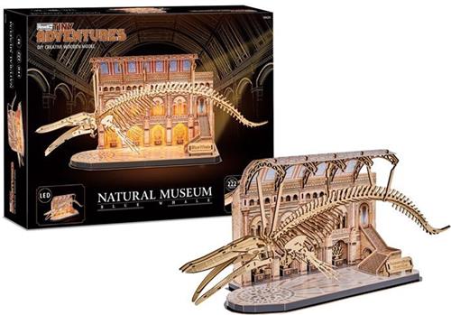 3D houten puzzel - REVELL - Tiny Adventures - Natuurmuseum - Blauwe walvis - LED