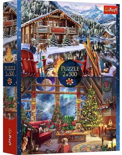 PUZZLE 2x500 wita w gÃ³rach 37540 - PUZZEL 2x500 Kerstmis in de bergen 37540