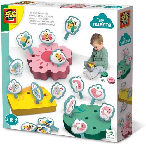 SES Tiny Talents - Sorteer en prik dieren - leren tellen en sorteren - bevordert fijne motoriek