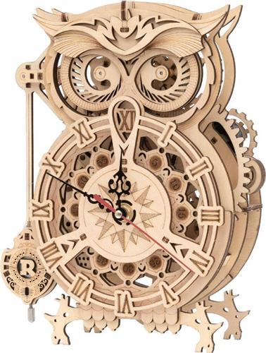 Houten 3D puzzel voor volwassenen | Uil klok | Mechanisch | Vrije tijd | Educatief | Ontspanning | Tot rust komen | Robotime | Model bouwpakket | Uilenklok