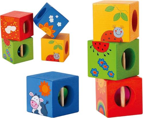 CLASSIC WORLD Houten zintuiglijke blokken Educatieve puzzel Dieren puzzel voor kinderen 4 st.