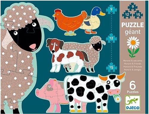 Djeco - Boerderijdieren 6in1 Legpuzzel - Honoré en zijn vriendjes