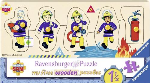 Ravensburger houten puzzel Brandweerman Sam en zijn vrienden - 5 stukjes