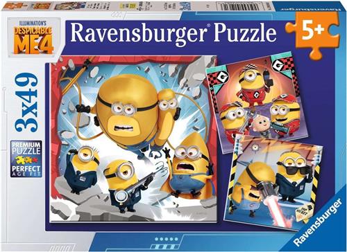 Ravensburger puzzel Despicable Me 4 - Drie puzzels - 49 stukjes - kinderpuzzel