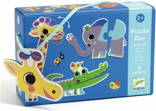 Puzzel duo - Bewegende Jungle dieren - 6 x 2 stukjes - Djeco