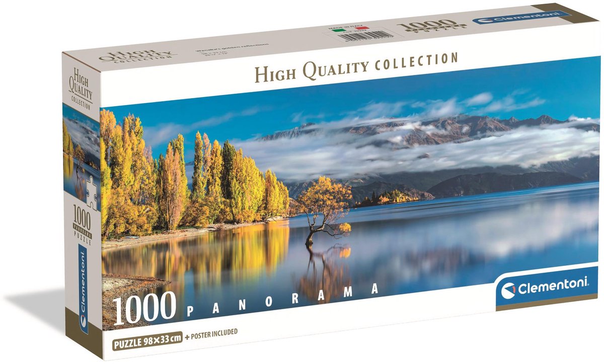 Puzzle Adulto Clementoni 1000 Piezas: Wanaka's Golden Reflections, 98x33 Cm, Made In Italy Clementoni Panorama De Wanaka